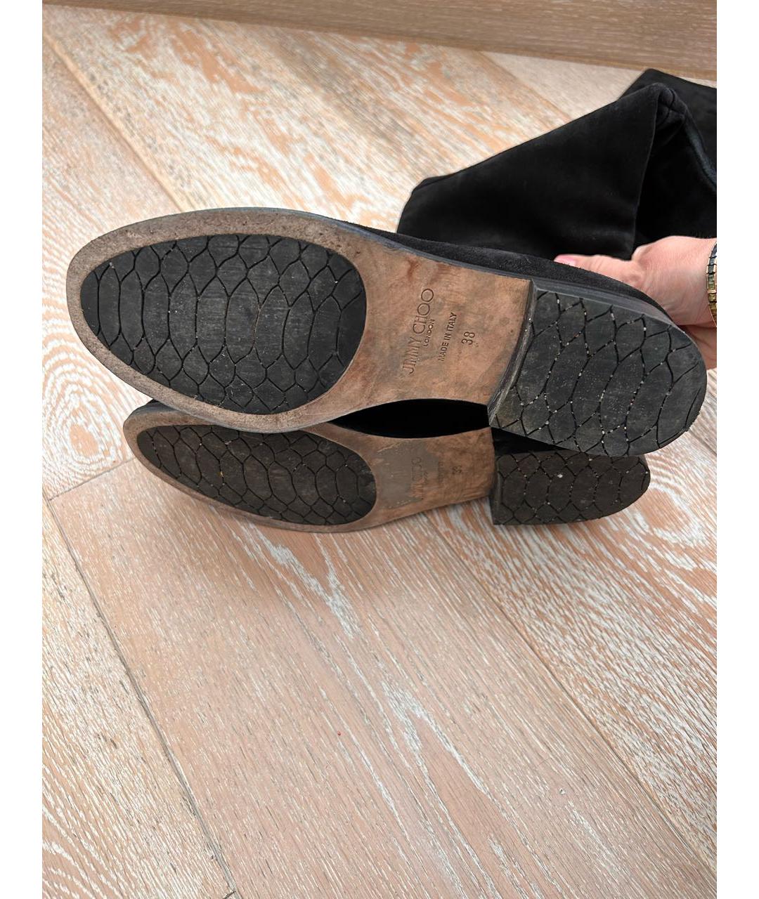 JIMMY CHOO Черные замшевые ботфорты, фото 5