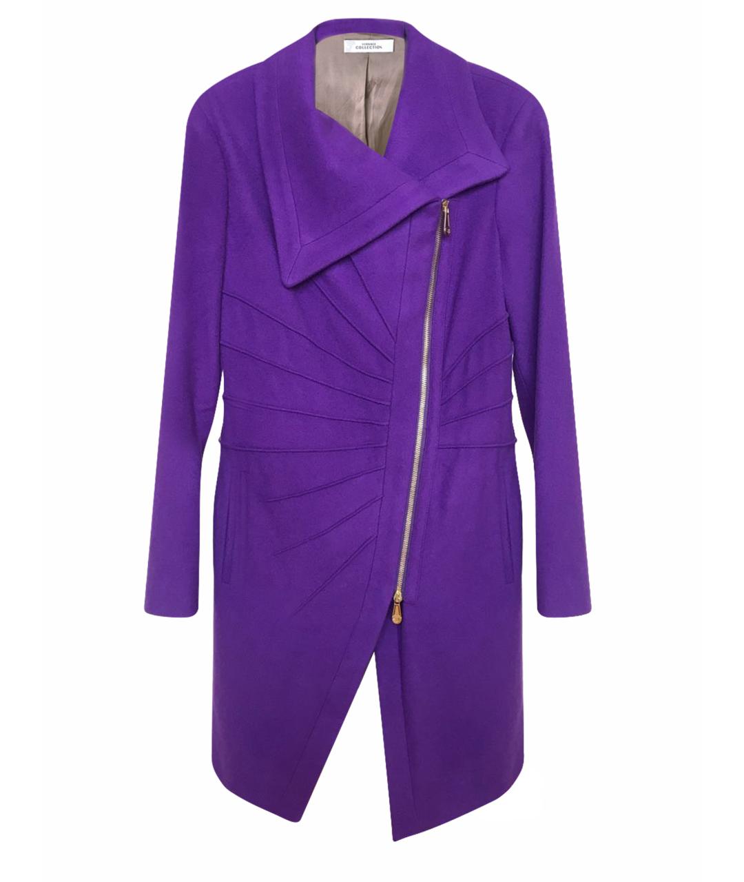 VERSACE COLLECTION Фиолетовое шерстяное пальто, фото 1