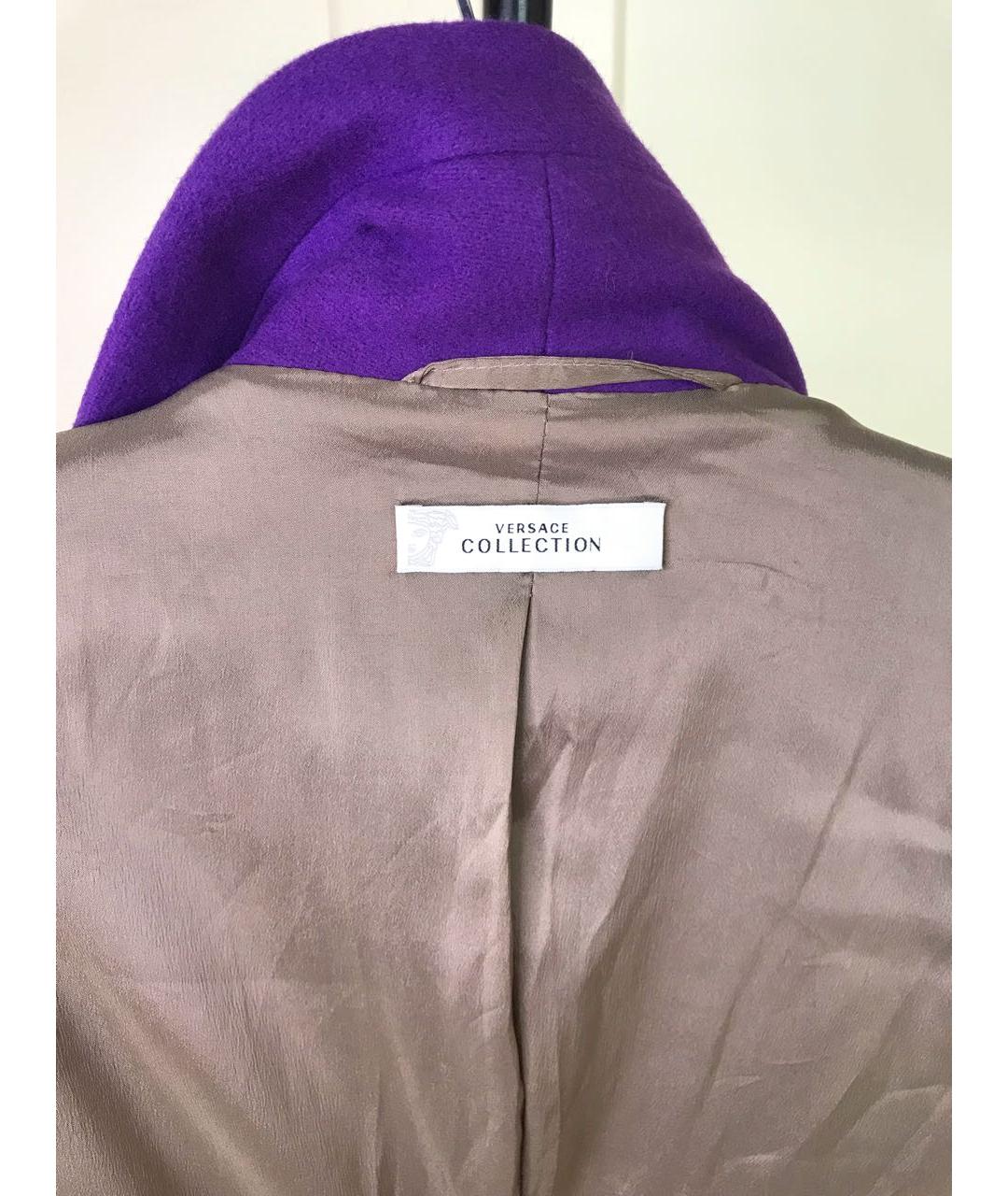 VERSACE COLLECTION Фиолетовое шерстяное пальто, фото 3