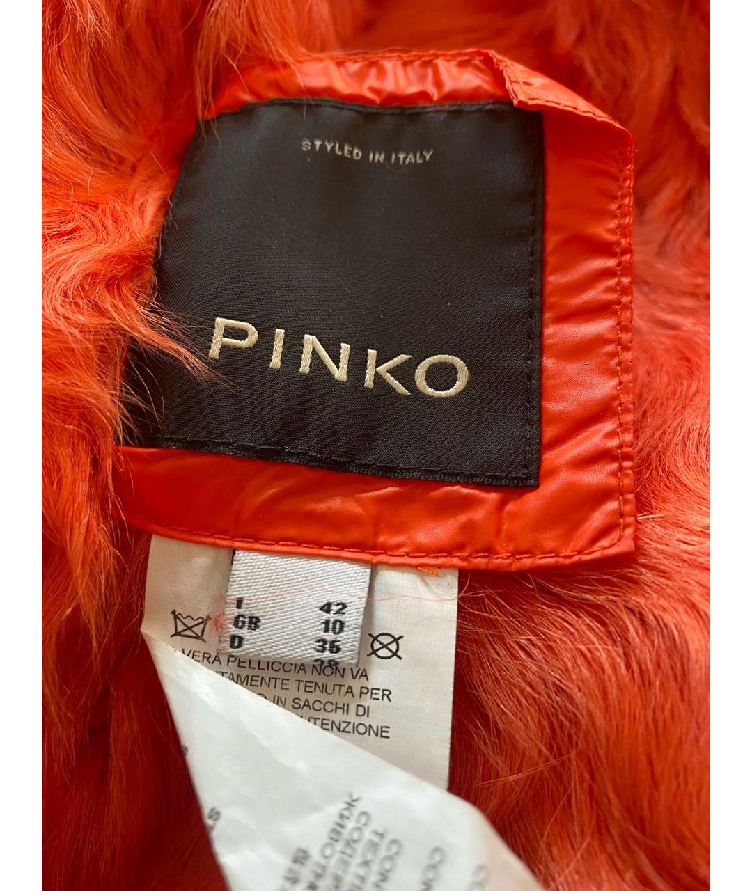 PINKO Оранжевая меховая куртка, фото 4