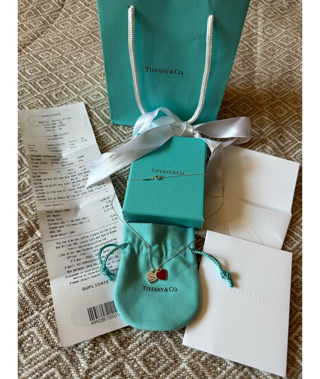 TIFFANY&CO Бордовый серебряный кулон, фото 4