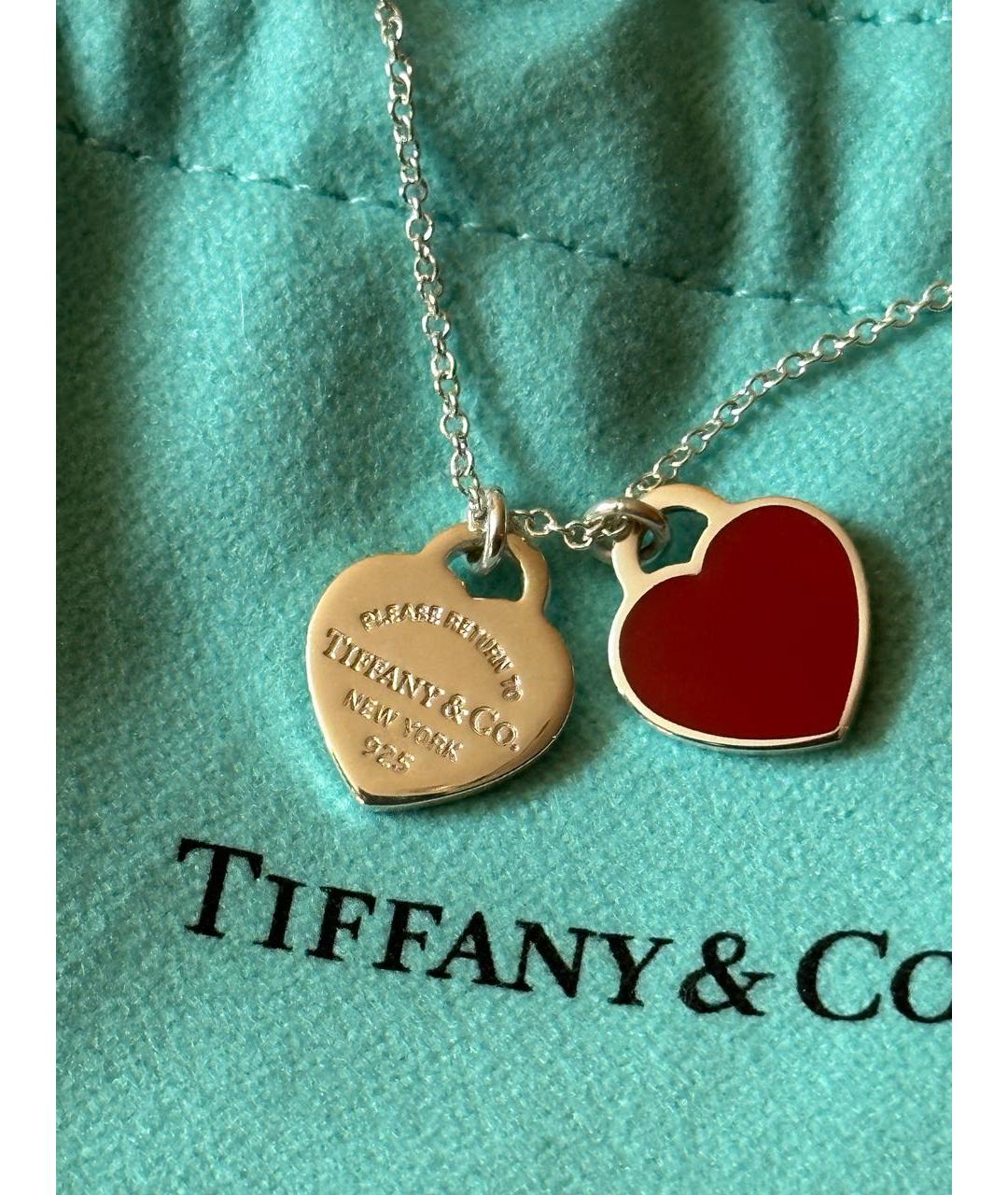 TIFFANY&CO Бордовый серебряный кулон, фото 2