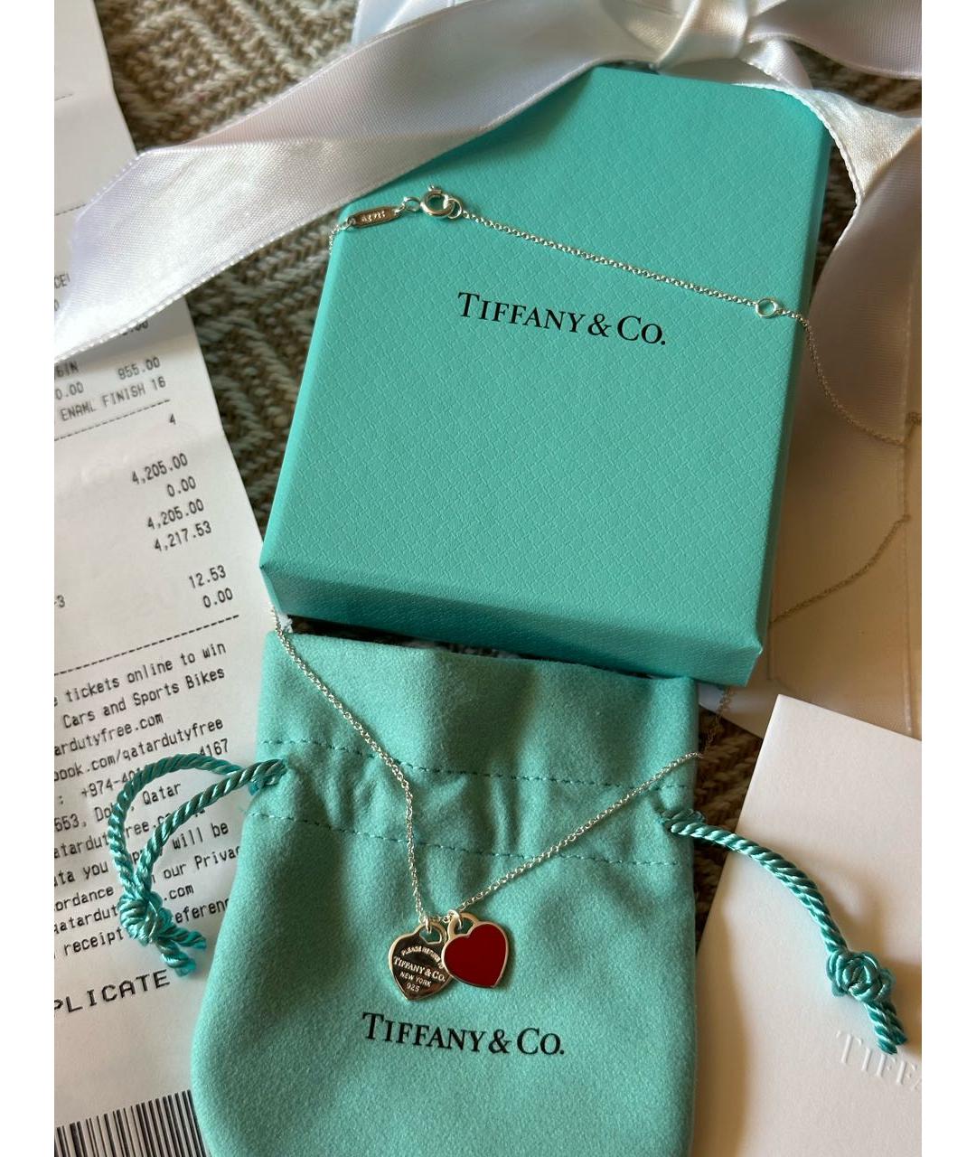 TIFFANY&CO Бордовый серебряный кулон, фото 9