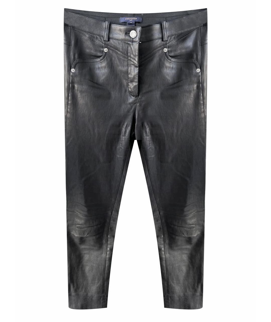 LOUIS VUITTON Черные кожаные прямые брюки, фото 1