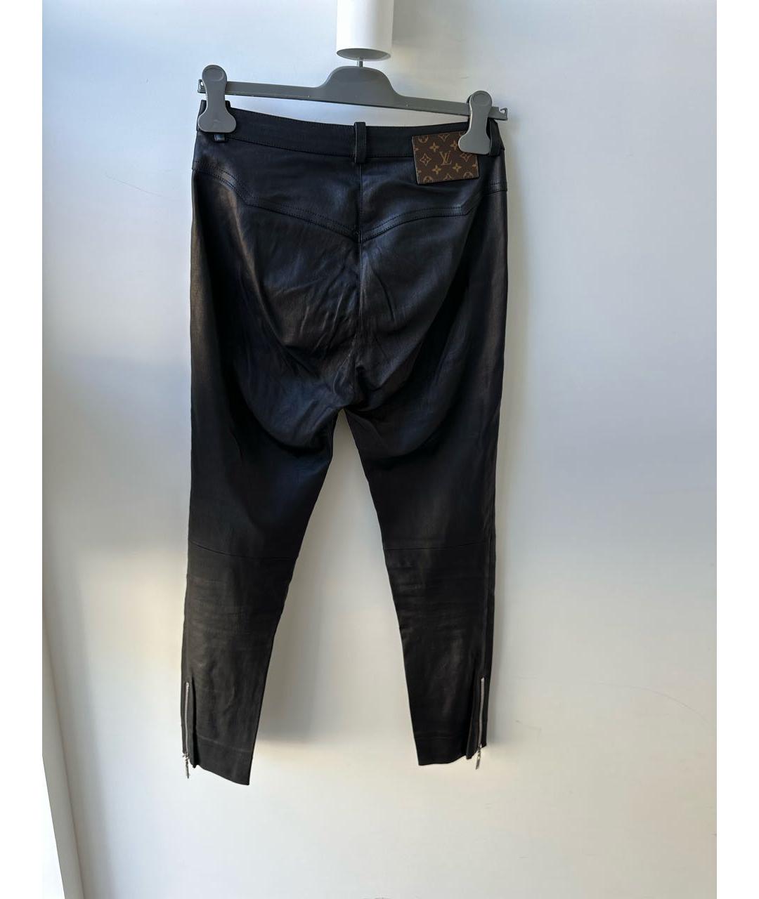LOUIS VUITTON PRE-OWNED Черные кожаные прямые брюки, фото 2
