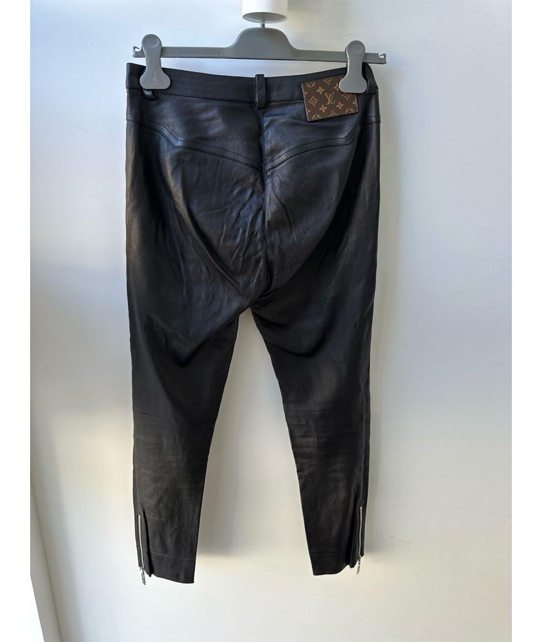 LOUIS VUITTON PRE-OWNED Черные кожаные прямые брюки, фото 6