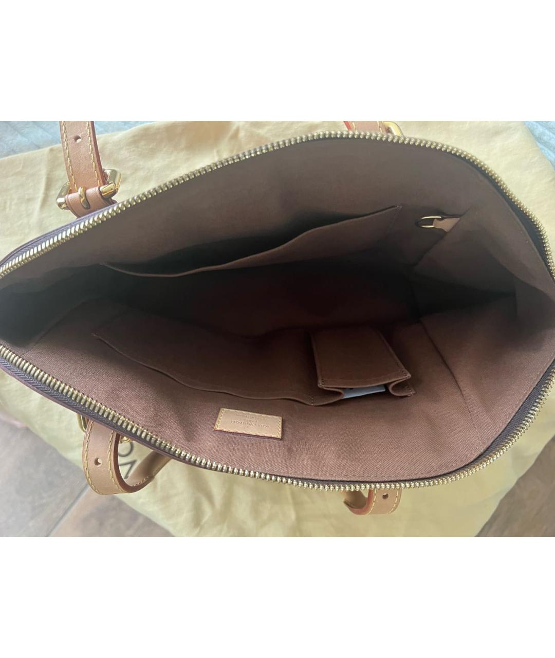 LOUIS VUITTON Коричневая кожаная сумка с короткими ручками, фото 4