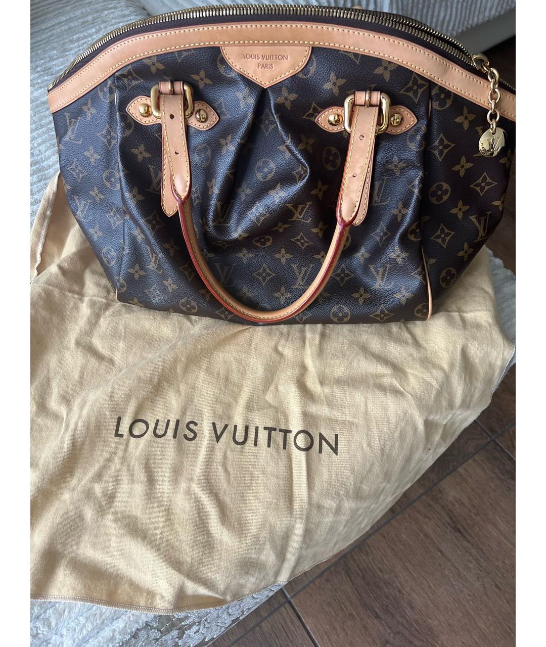 LOUIS VUITTON Коричневая кожаная сумка с короткими ручками, фото 5