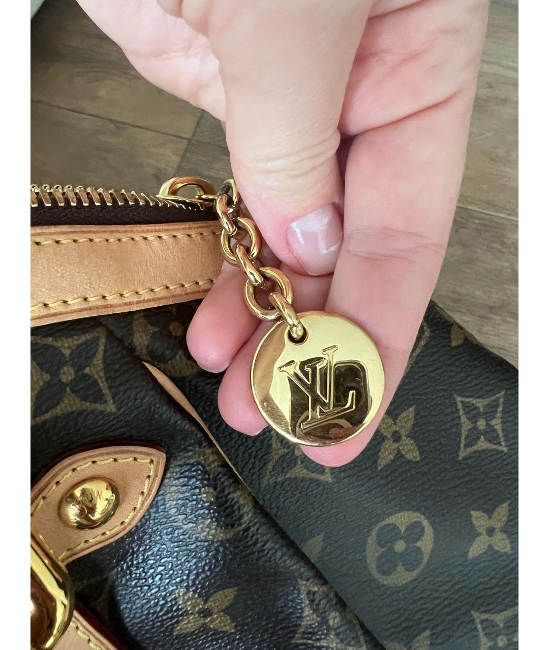 LOUIS VUITTON Коричневая кожаная сумка с короткими ручками, фото 6