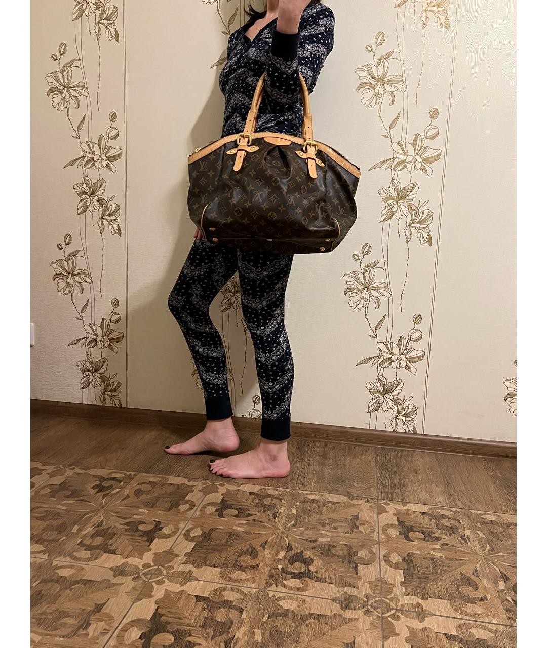 LOUIS VUITTON Коричневая кожаная сумка с короткими ручками, фото 7