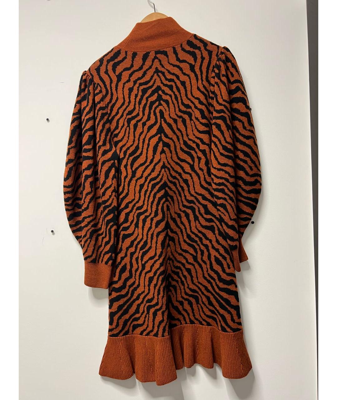 ULLA JOHNSON Оранжевое шерстяное повседневное платье, фото 2