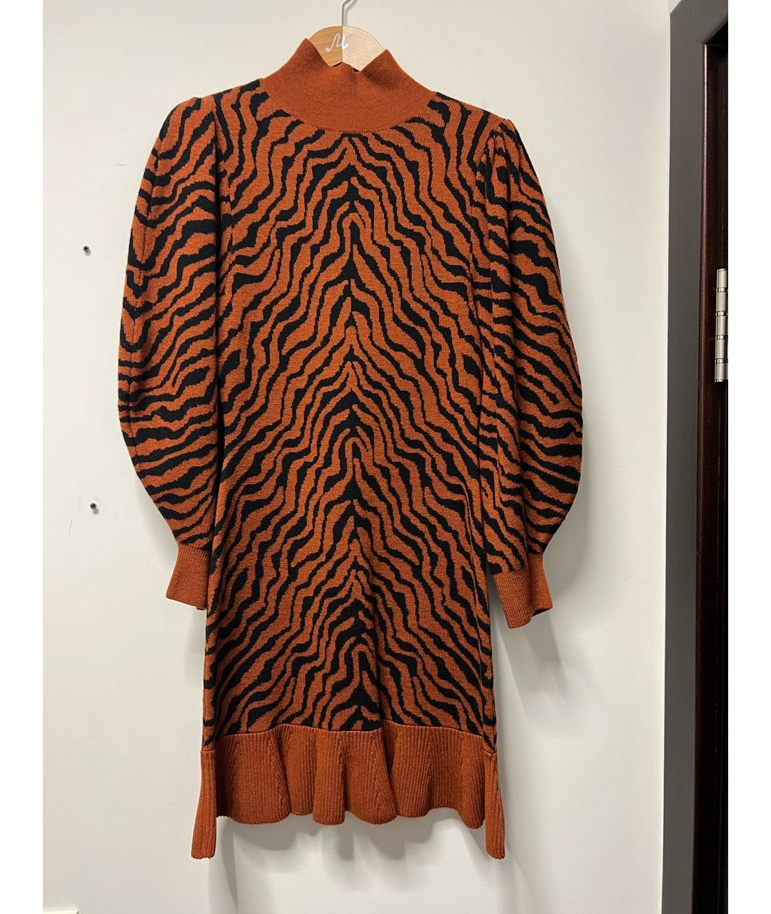 ULLA JOHNSON Оранжевое шерстяное повседневное платье, фото 5