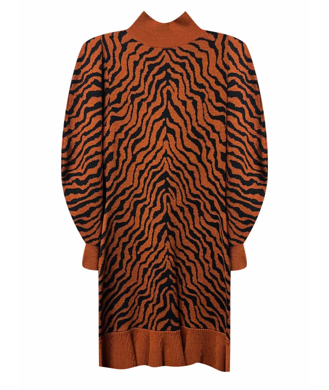 ULLA JOHNSON Оранжевое шерстяное повседневное платье, фото 1