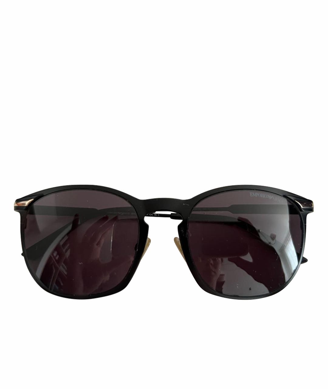 EMPORIO ARMANI Черные металлические солнцезащитные очки, фото 1