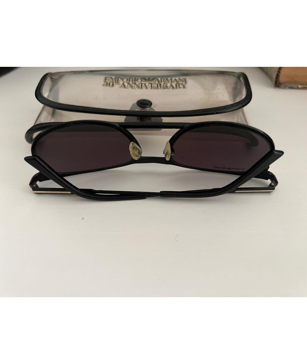 EMPORIO ARMANI Черные металлические солнцезащитные очки, фото 3