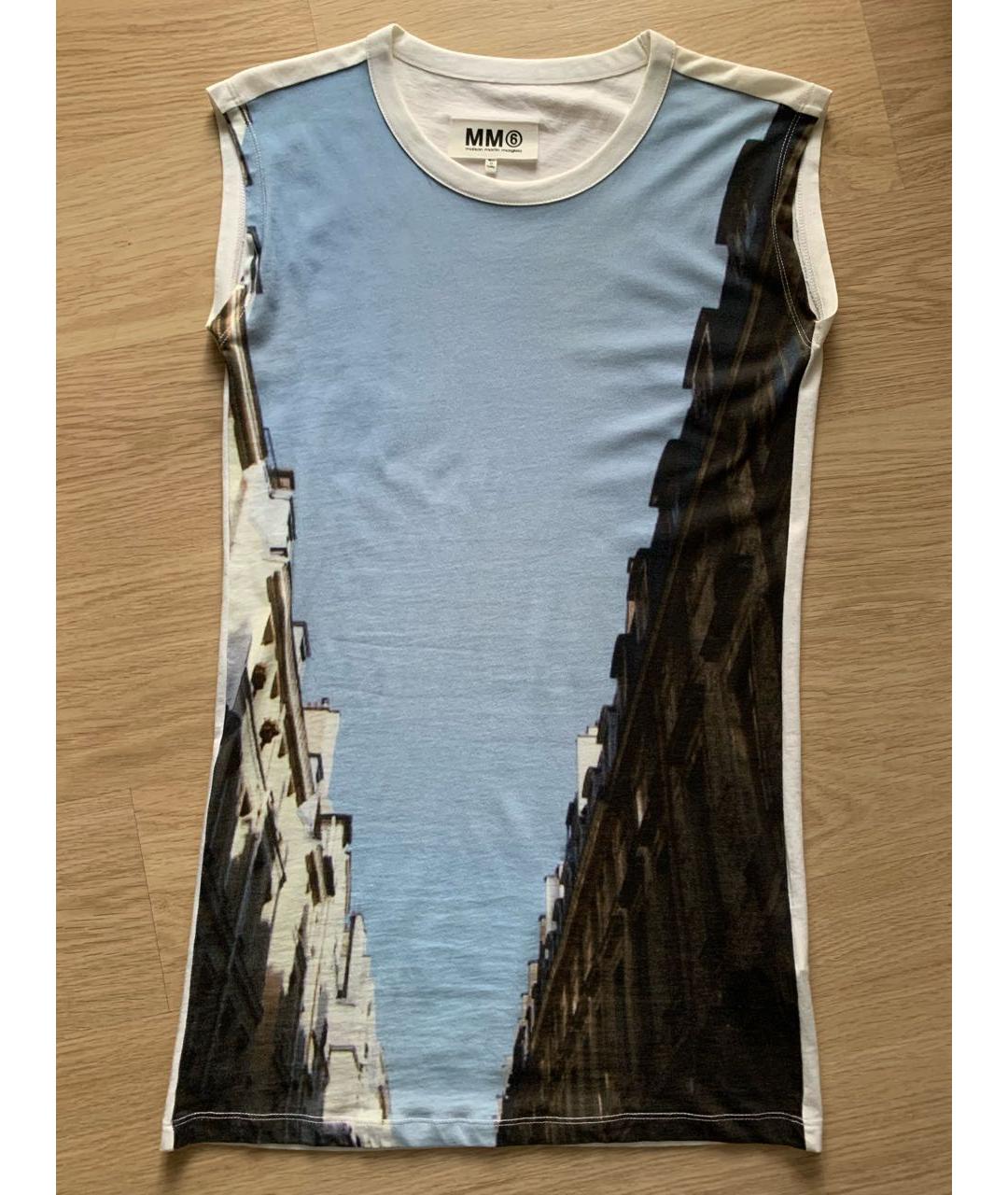 MM6 MAISON MARGIELA Голубая хлопковая майка, фото 7