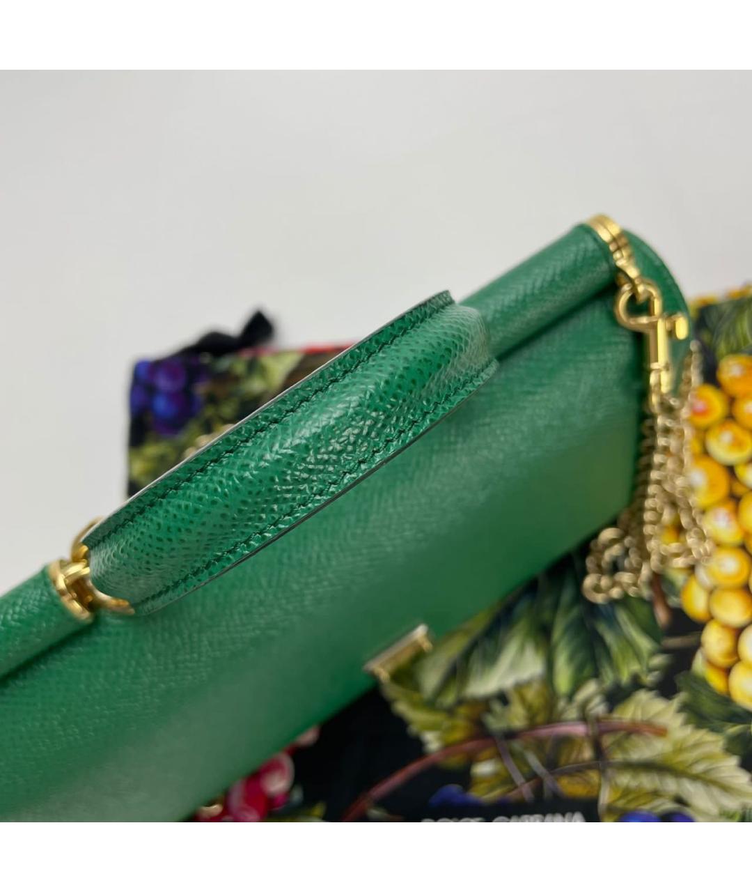 DOLCE&GABBANA Зеленая кожаная сумка с короткими ручками, фото 5