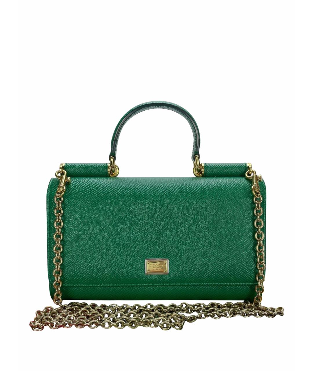 DOLCE&GABBANA Зеленая кожаная сумка с короткими ручками, фото 1
