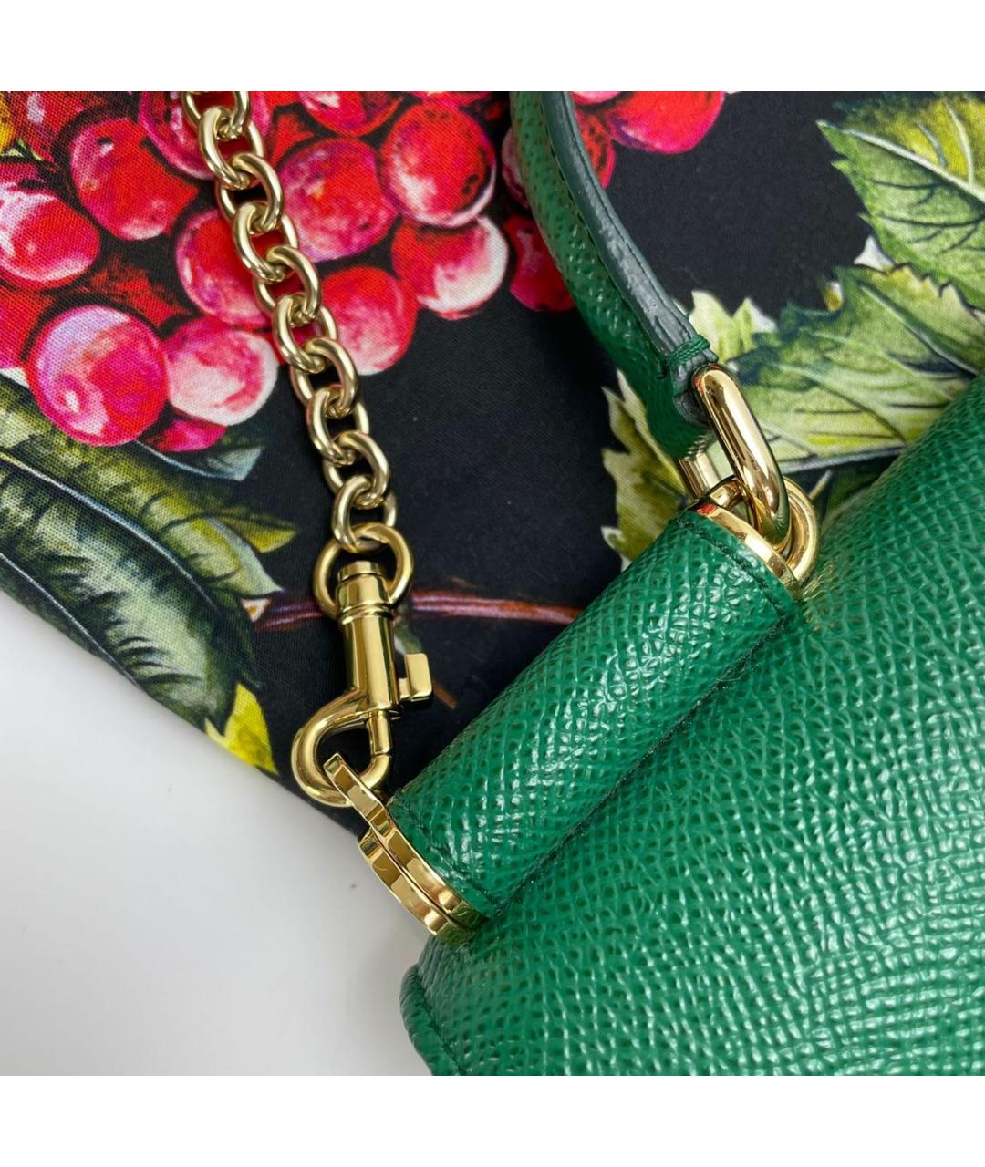 DOLCE&GABBANA Зеленая кожаная сумка с короткими ручками, фото 6
