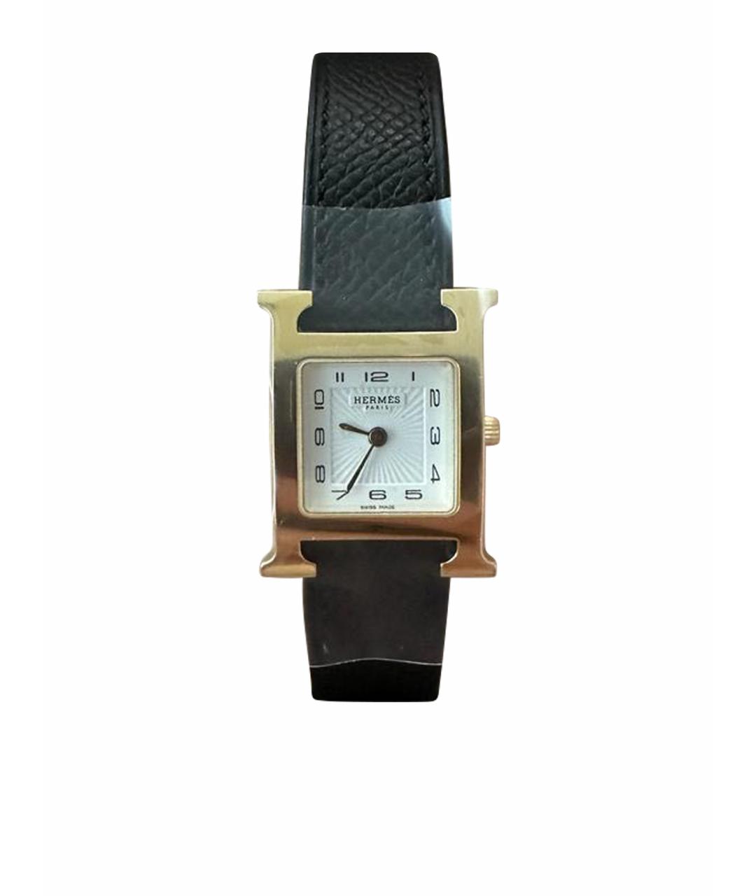 HERMES PRE-OWNED Черные часы из желтого золота, фото 1