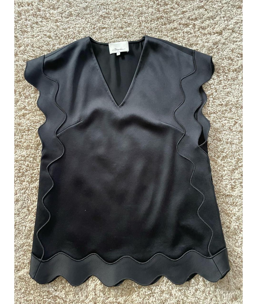 3.1 PHILLIP LIM Черная шелковая блузы, фото 8