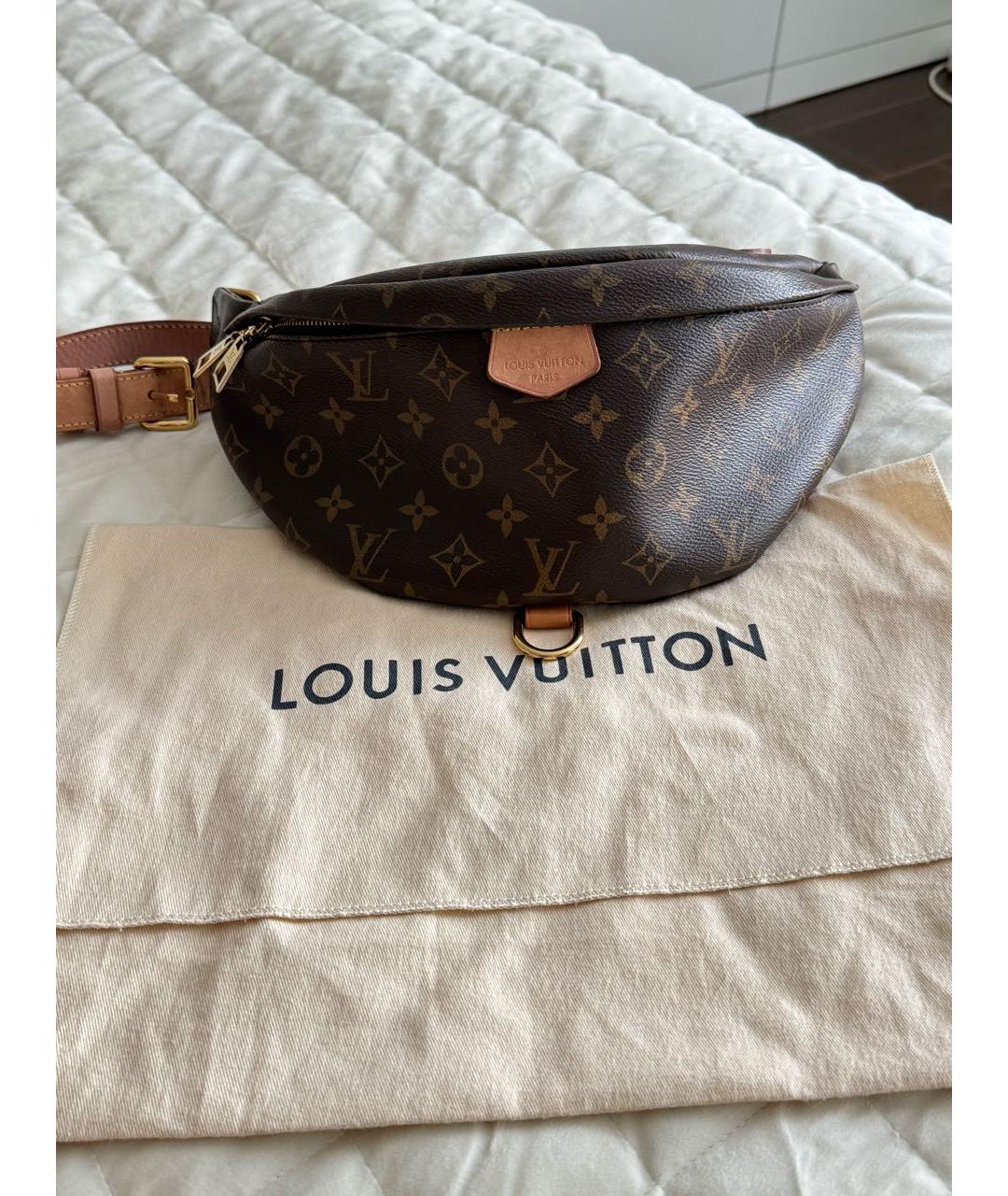 LOUIS VUITTON Коричневая кожаная поясная сумка, фото 8