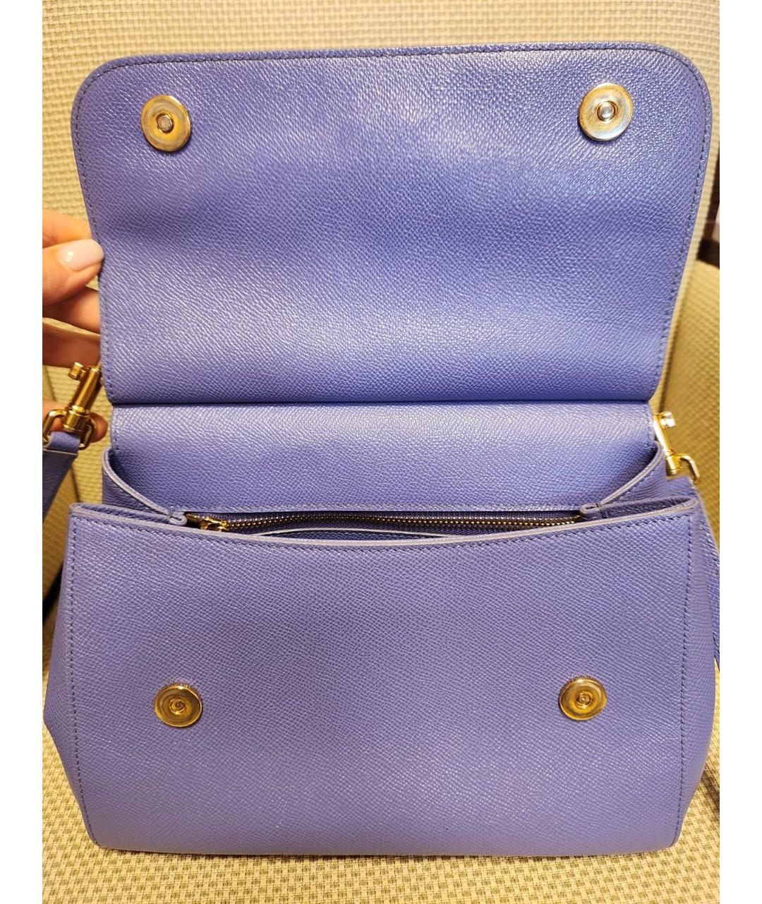 DOLCE&GABBANA Фиолетовая кожаная сумка с короткими ручками, фото 7