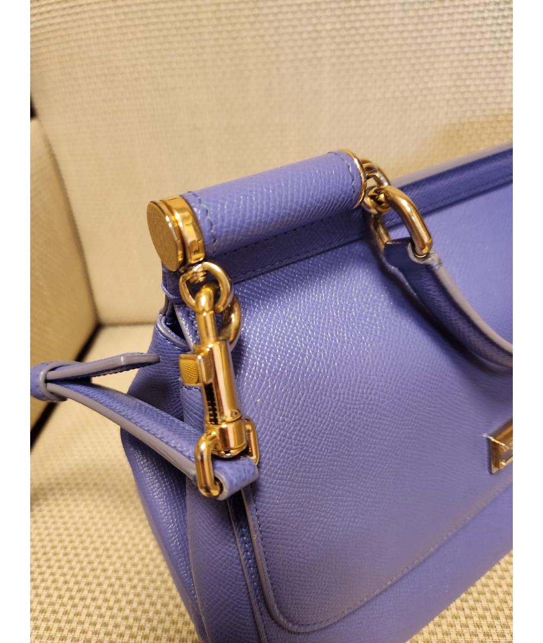 DOLCE&GABBANA Фиолетовая кожаная сумка с короткими ручками, фото 6