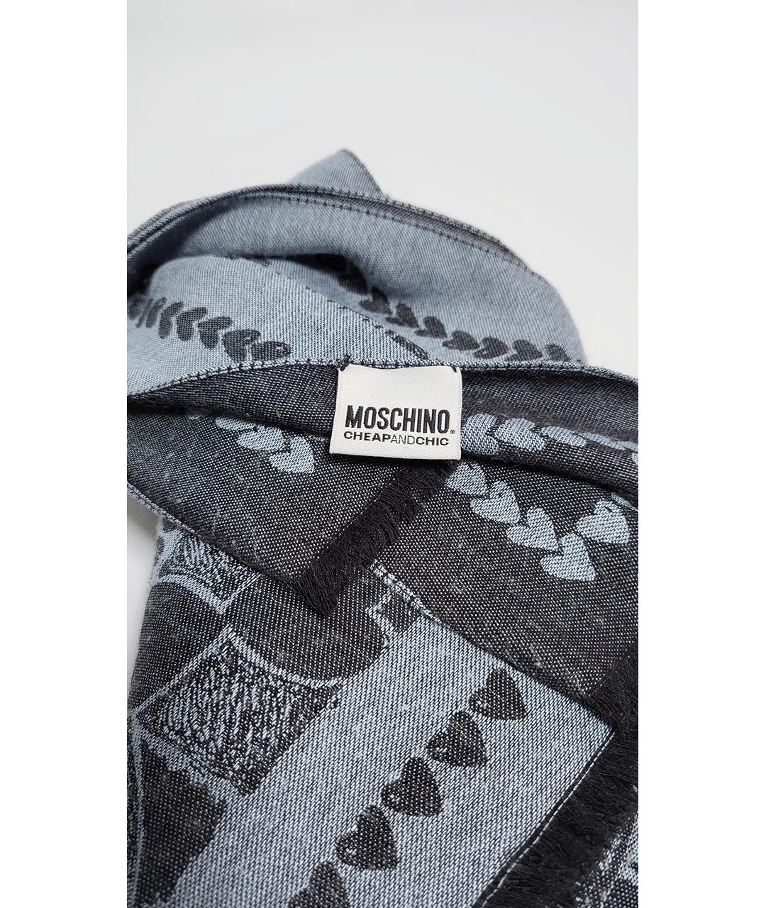 MOSCHINO Серый шерстяной платок, фото 3