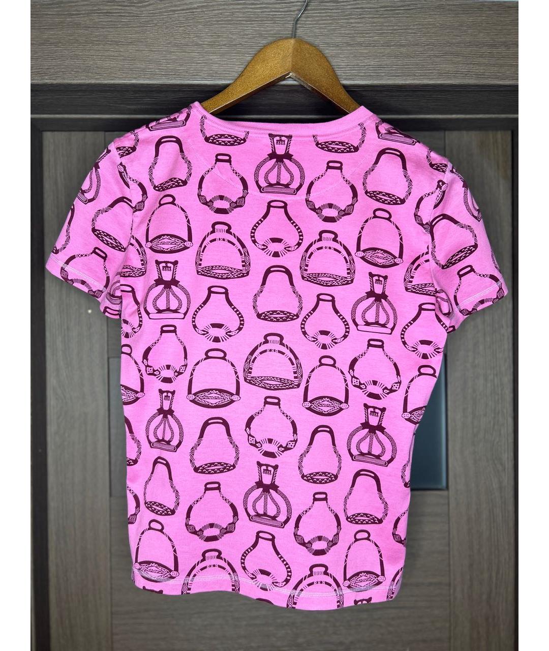 HERMES PRE-OWNED Коралловая хлопковая футболка, фото 2