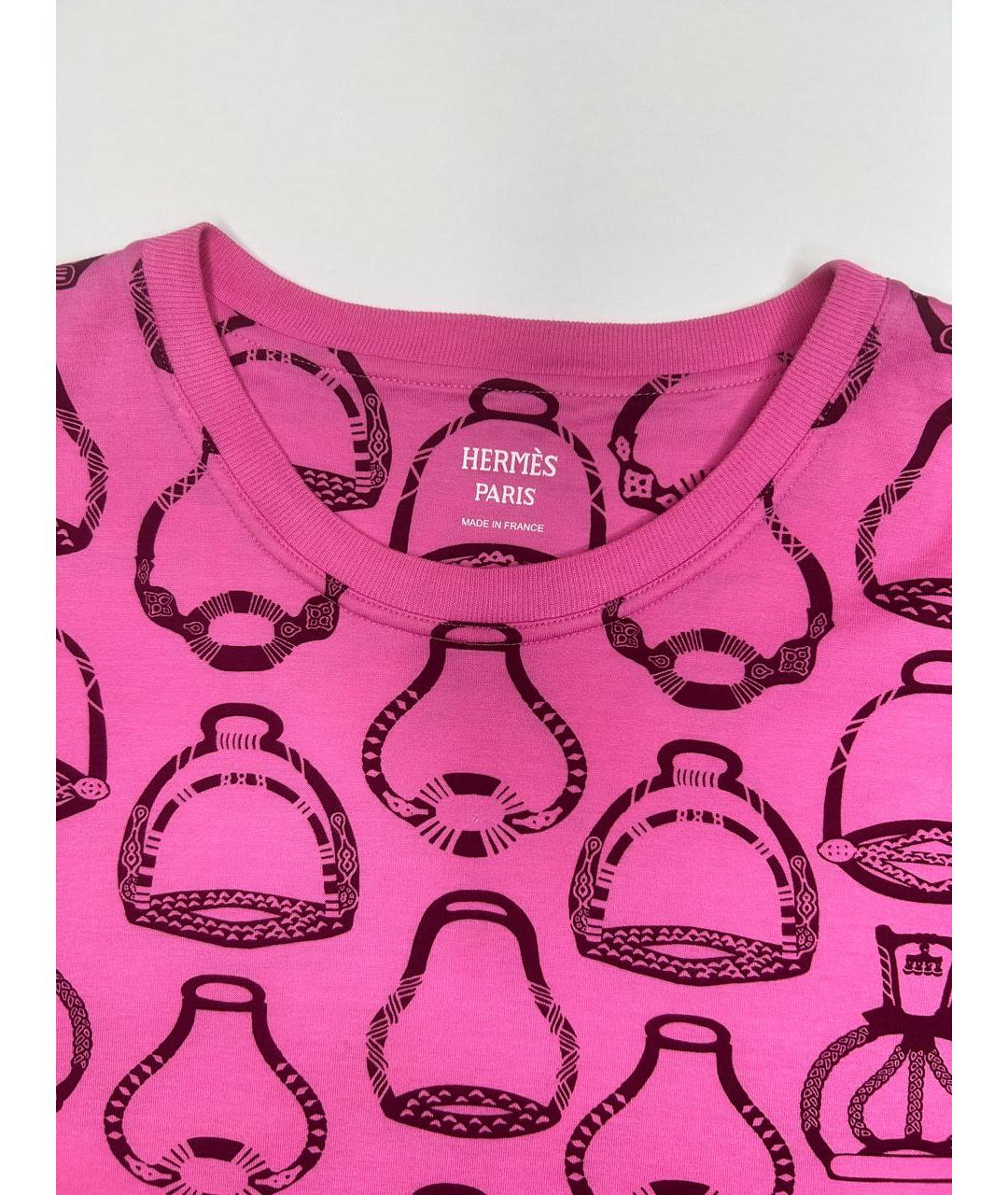 HERMES PRE-OWNED Коралловая хлопковая футболка, фото 3