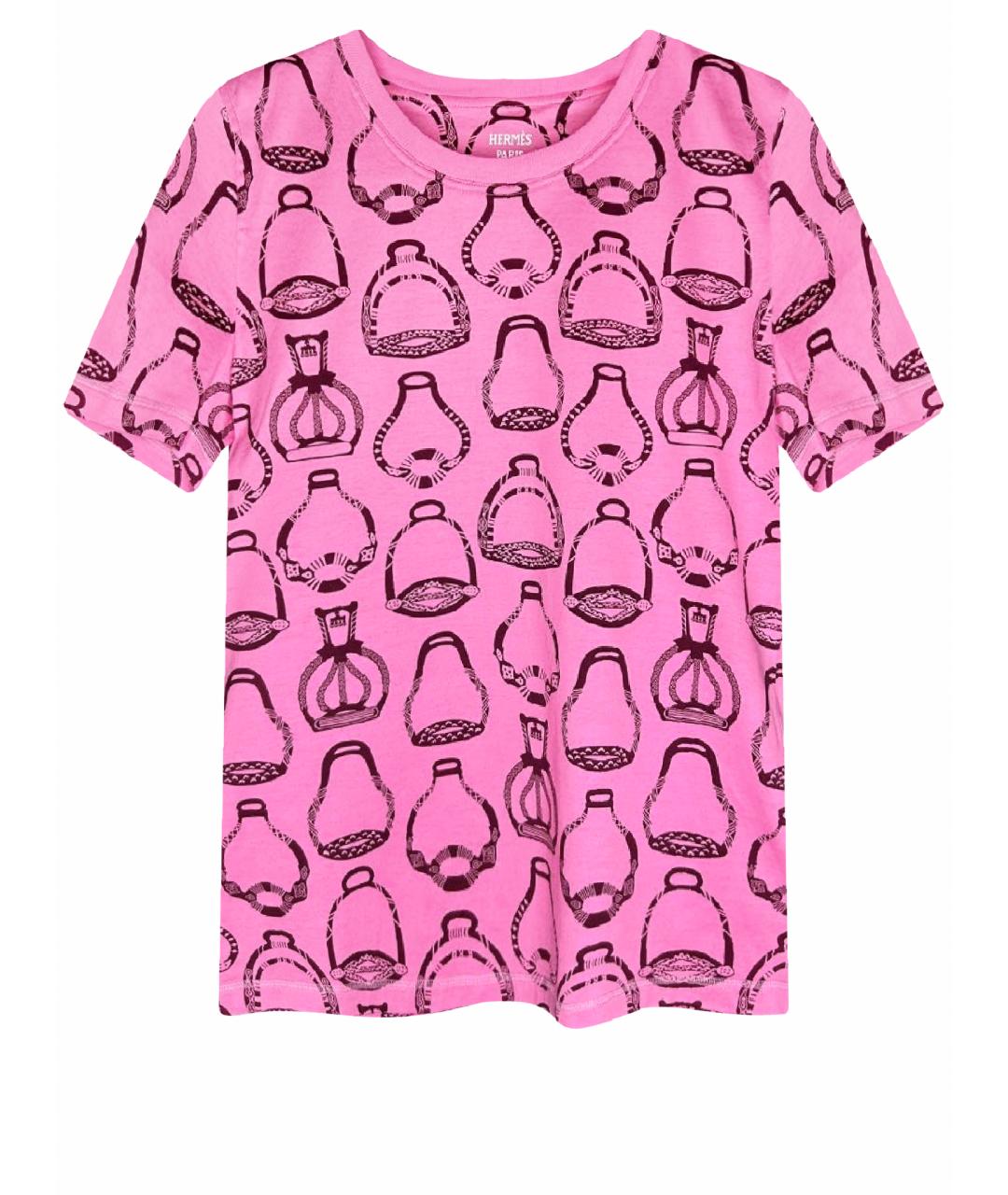 HERMES PRE-OWNED Коралловая хлопковая футболка, фото 1