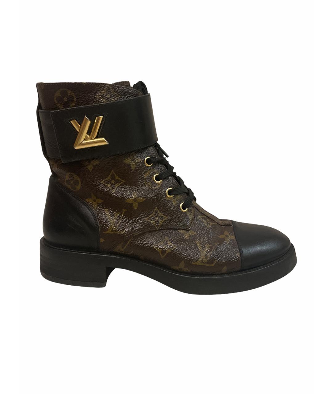 LOUIS VUITTON Черные кожаные ботинки, фото 1