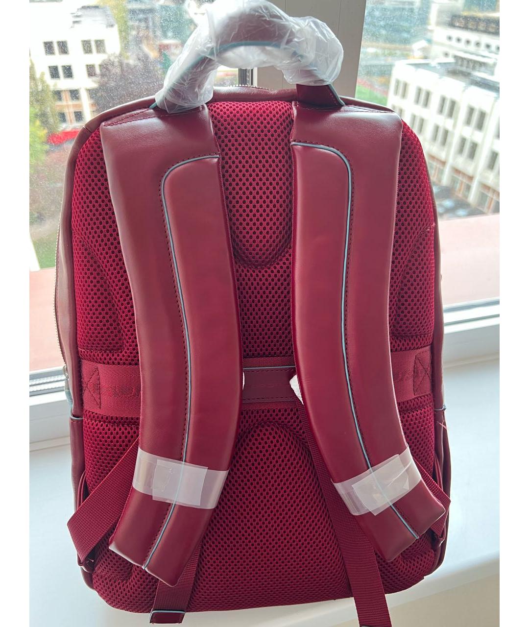 PIQUADRO Бордовый кожаный рюкзак, фото 3