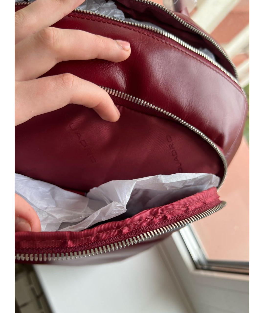 PIQUADRO Бордовый кожаный рюкзак, фото 4