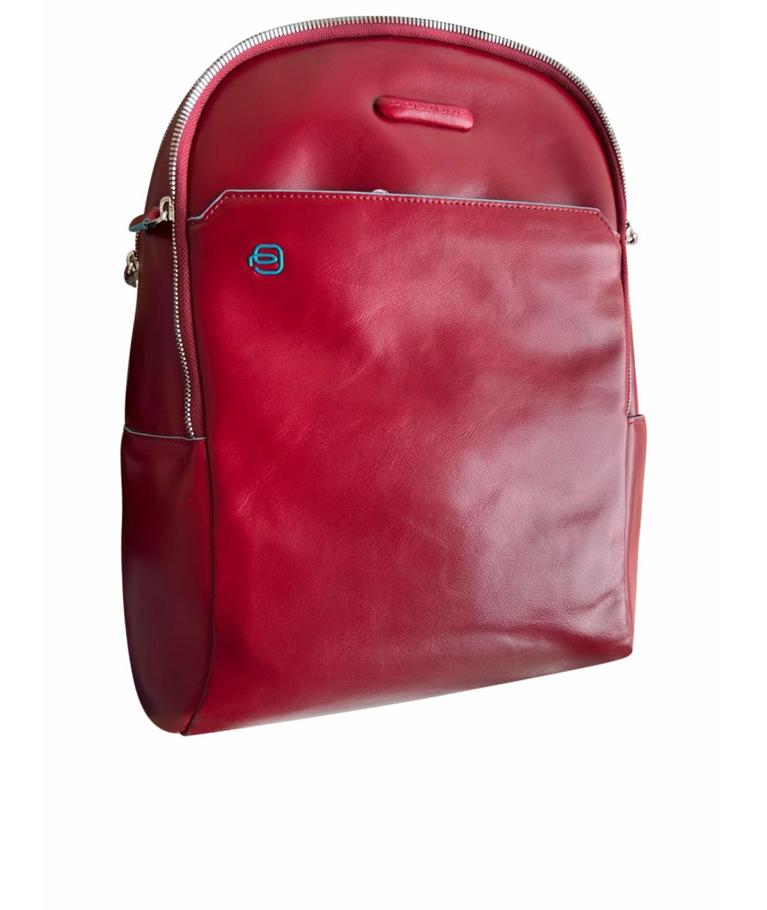 PIQUADRO Бордовый кожаный рюкзак, фото 1