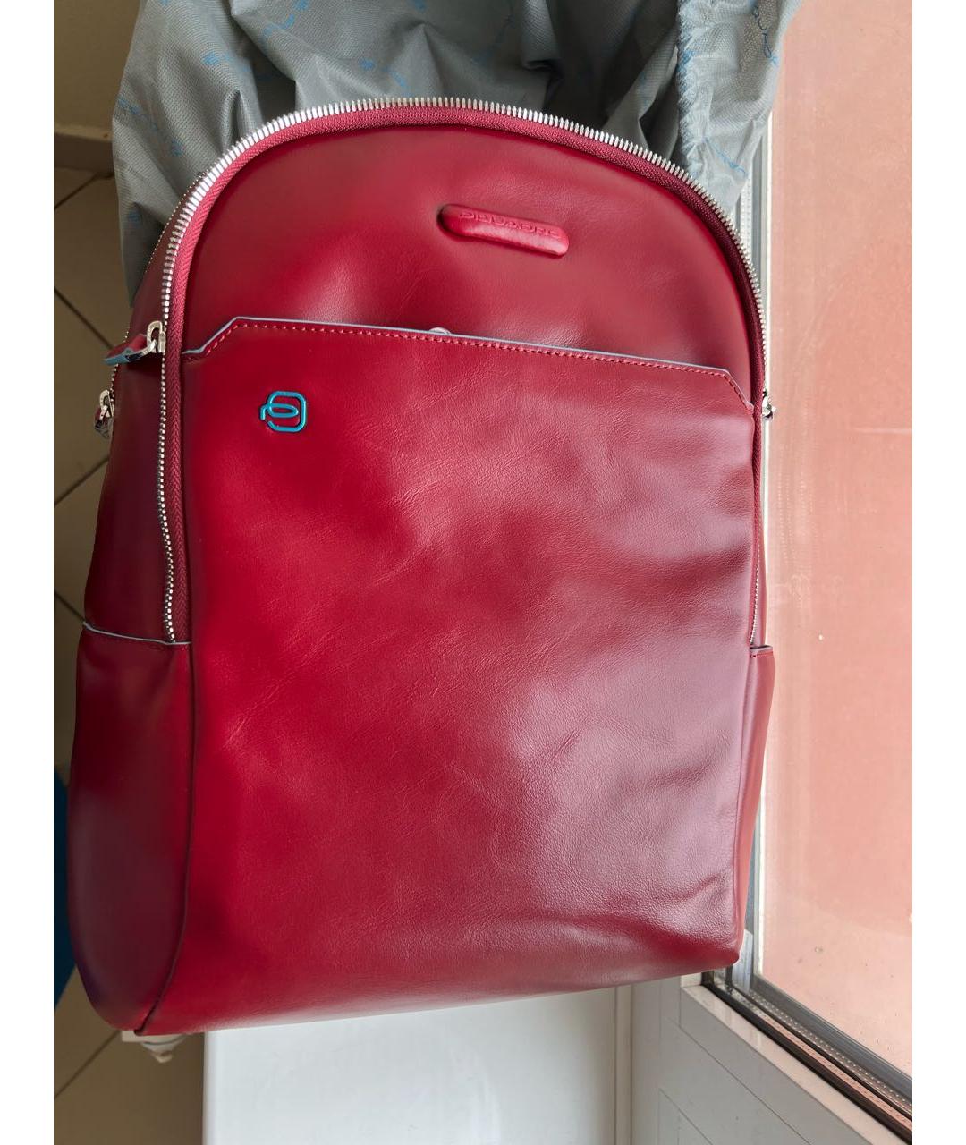 PIQUADRO Бордовый кожаный рюкзак, фото 5