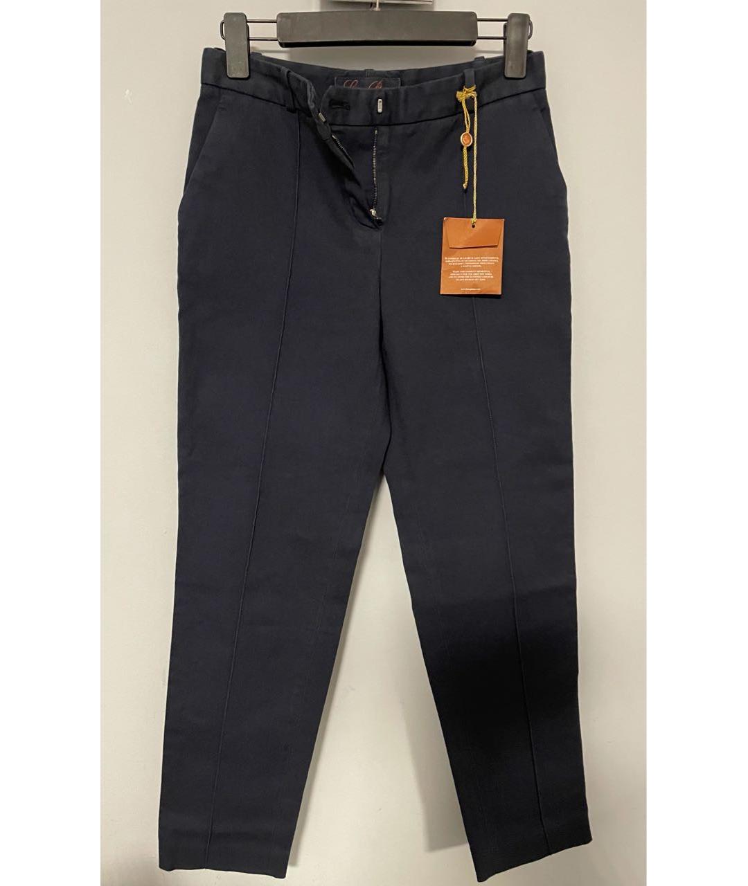LORO PIANA Темно-синие хлопко-эластановые брюки узкие, фото 8