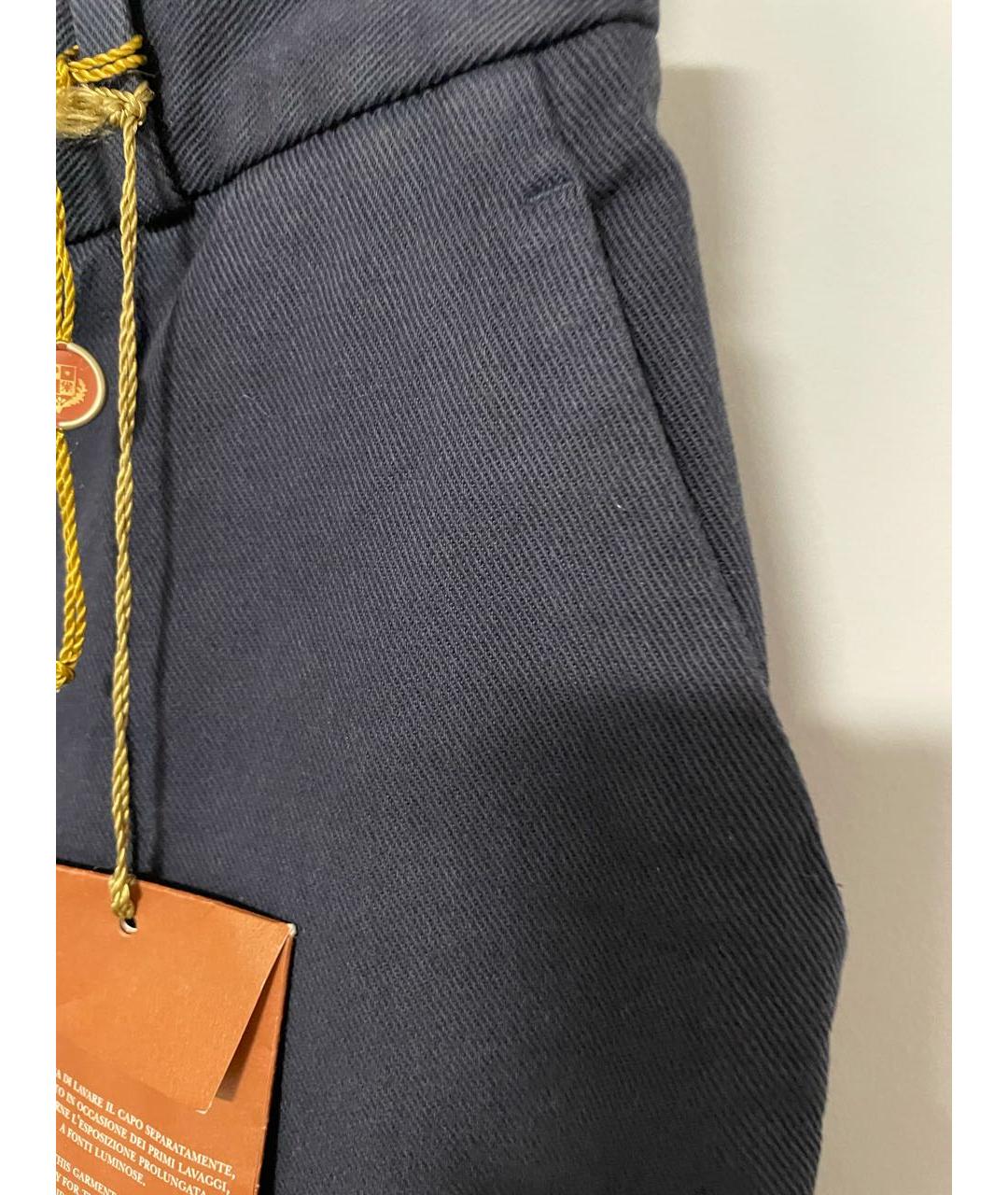 LORO PIANA Темно-синие хлопко-эластановые брюки узкие, фото 7
