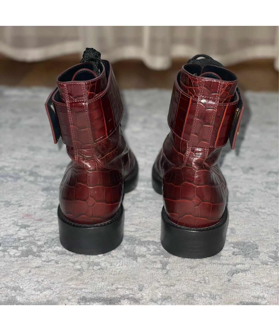 LOUIS VUITTON PRE-OWNED Бордовые ботинки из лакированной кожи, фото 3
