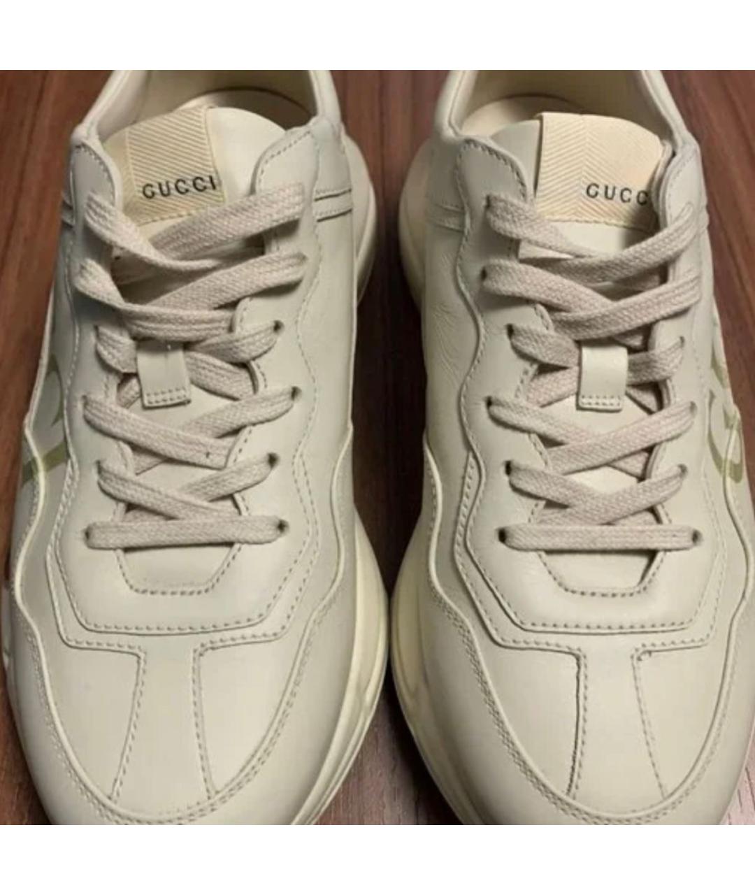GUCCI Белые кожаные кроссовки, фото 6
