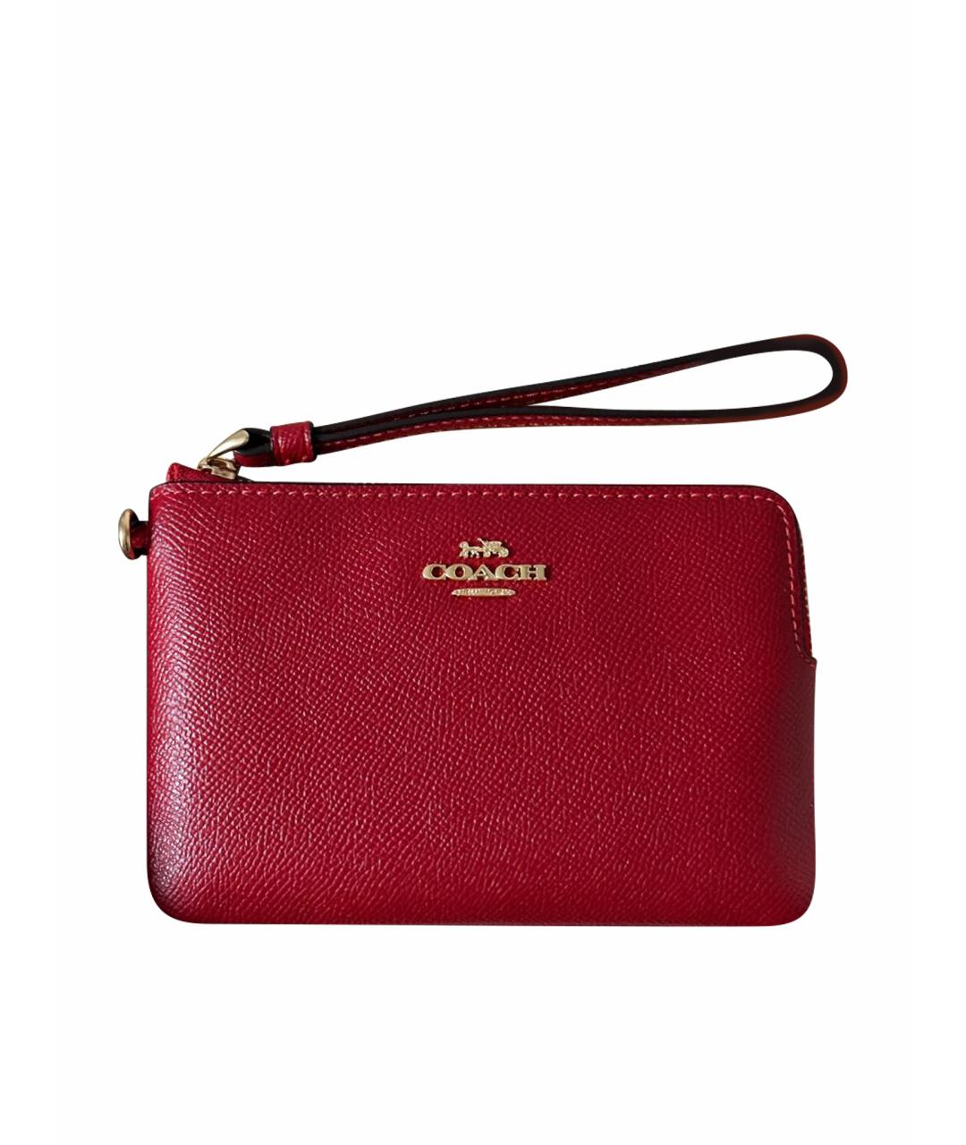 COACH Красная кожаная косметичка, фото 1