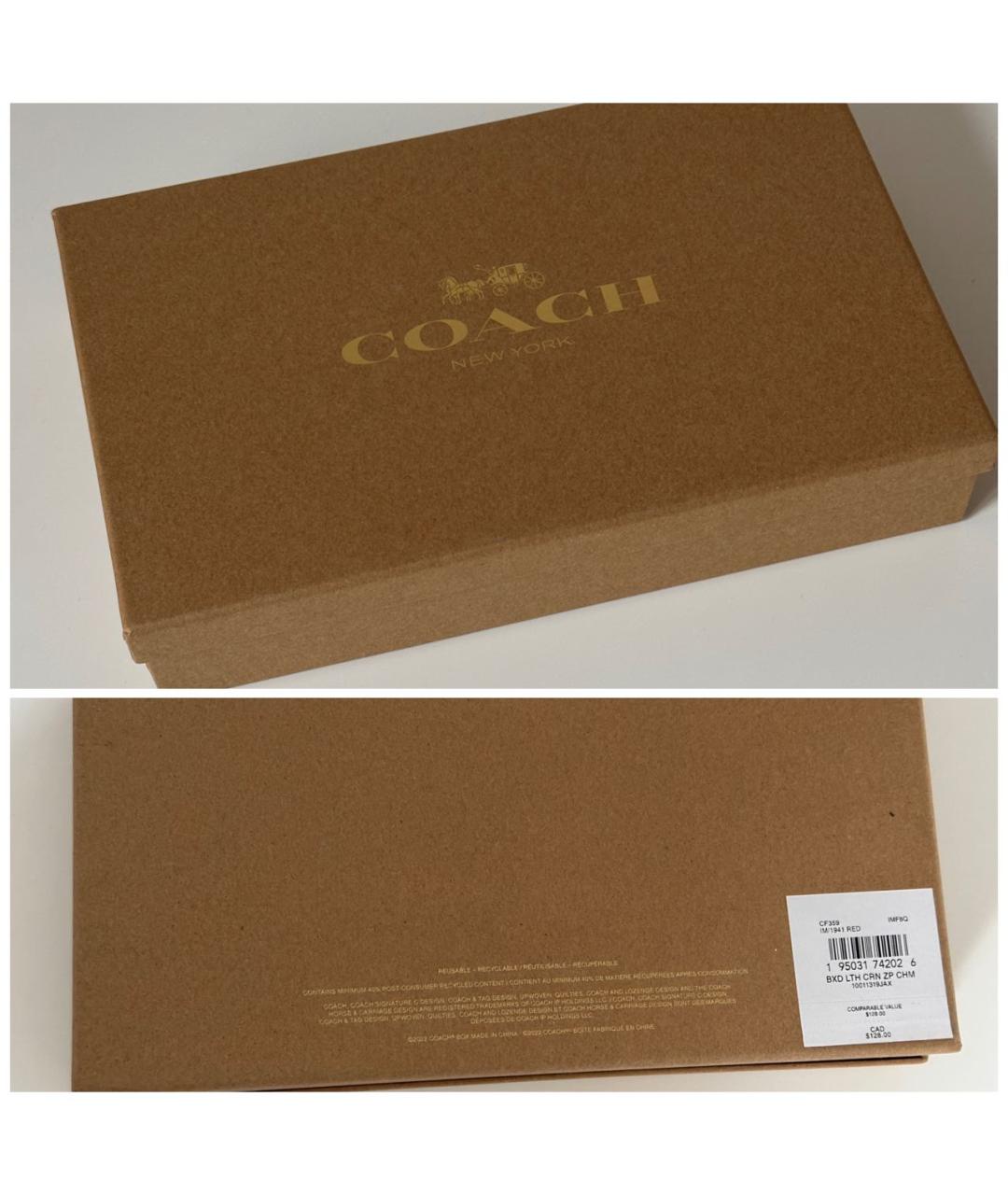 COACH Красная кожаная косметичка, фото 6