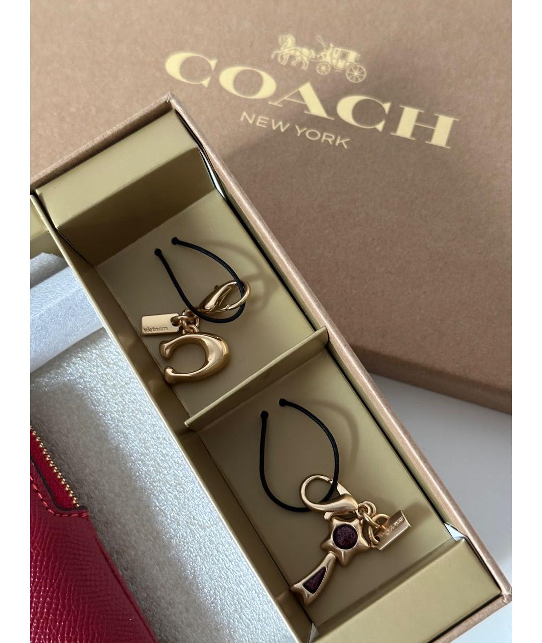 COACH Красная кожаная косметичка, фото 2