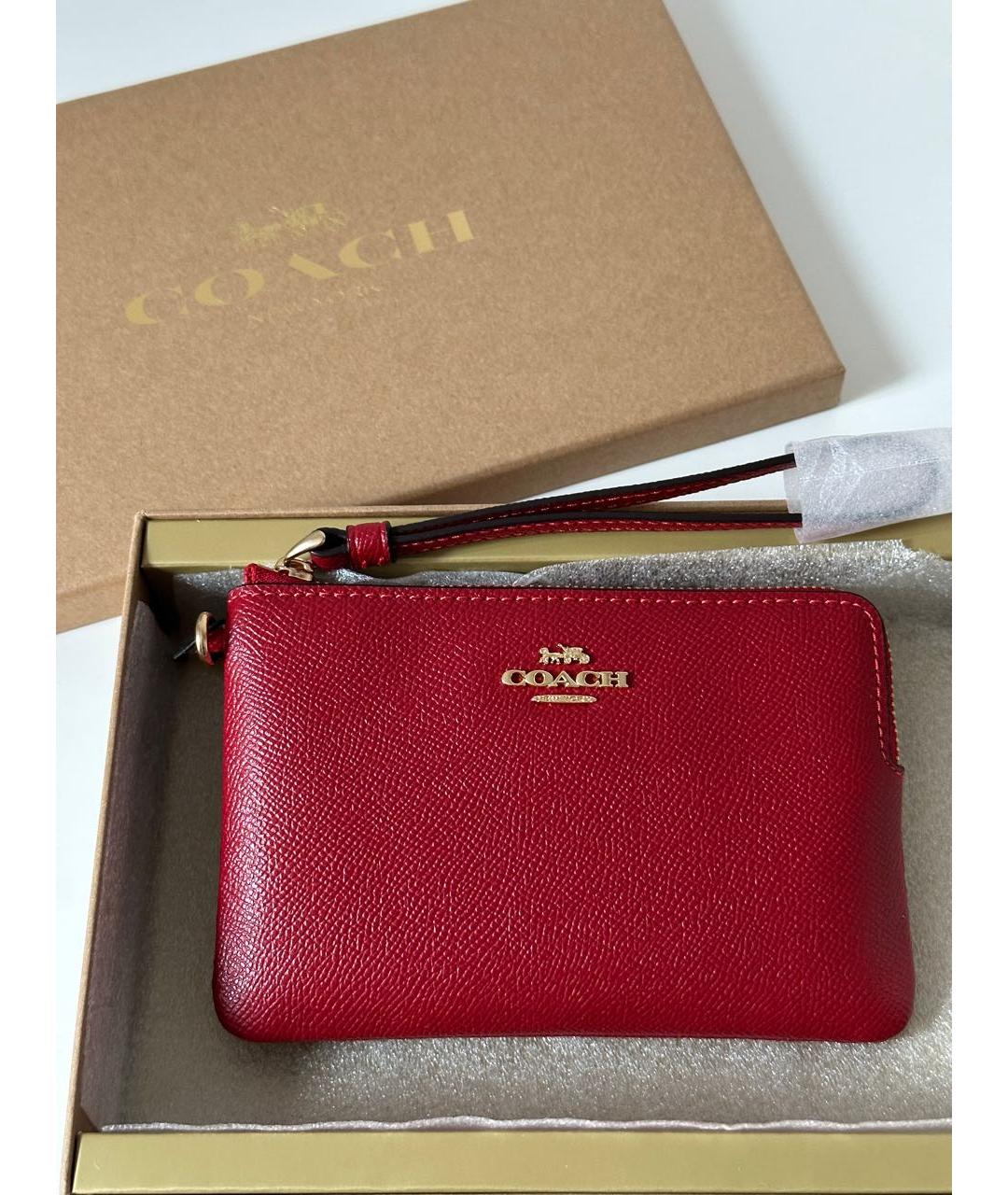 COACH Красная кожаная косметичка, фото 3