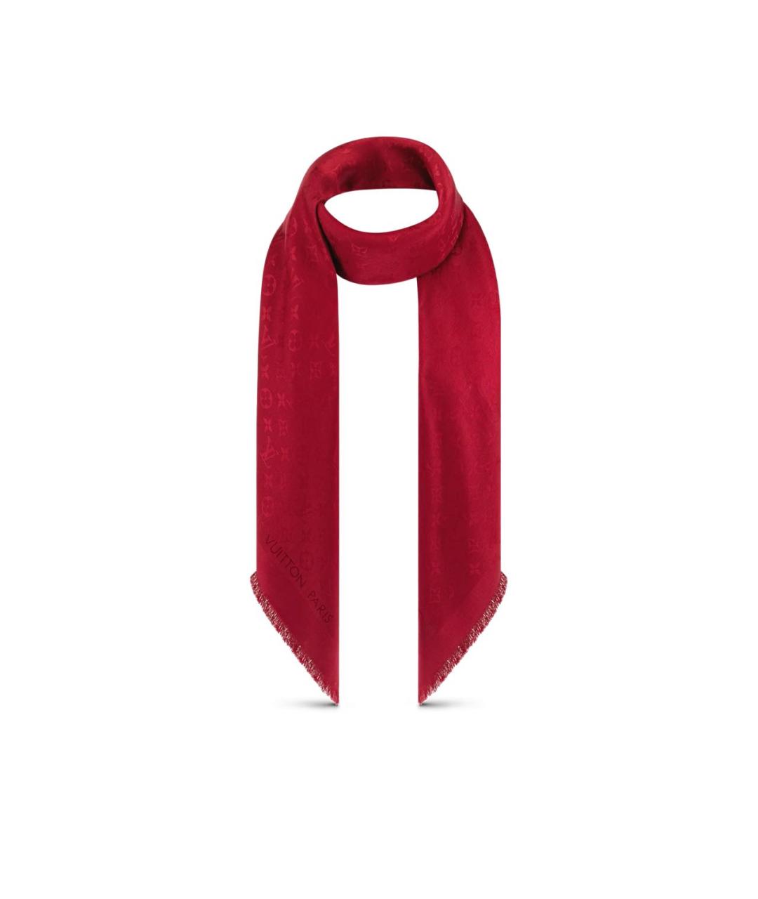 LOUIS VUITTON Красный шерстяной платок, фото 2