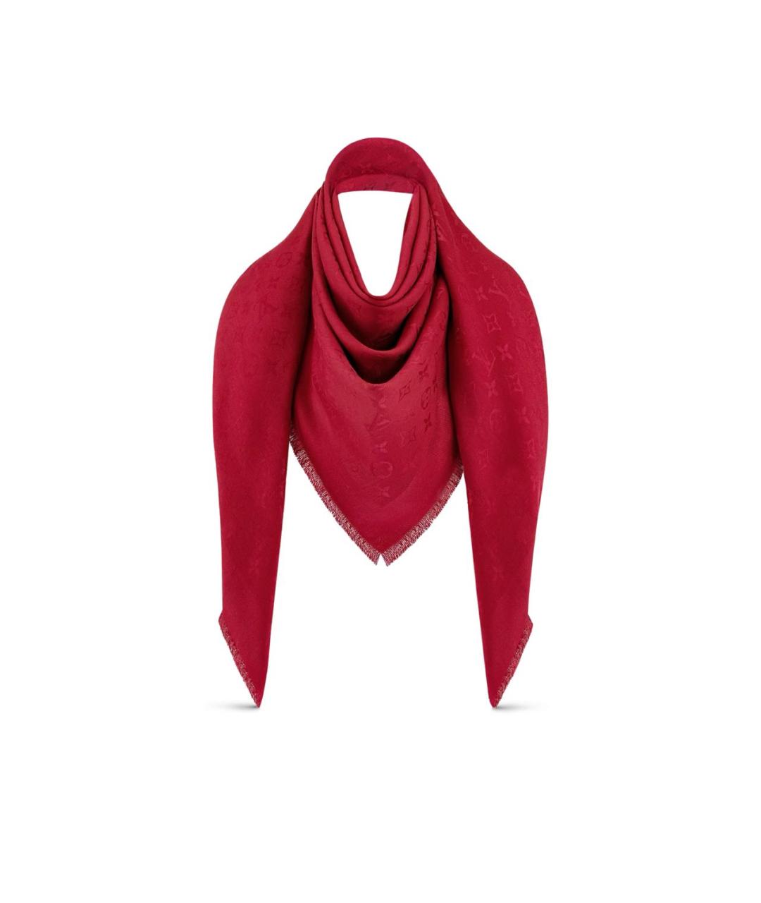 LOUIS VUITTON Красный шерстяной платок, фото 7