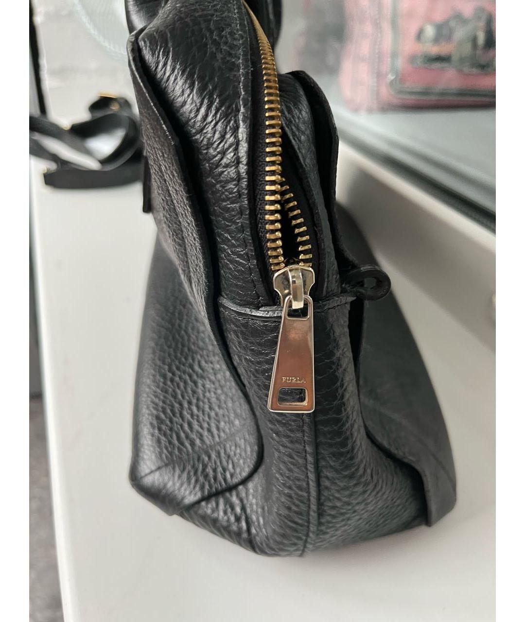 FURLA Черная кожаная сумка с короткими ручками, фото 4