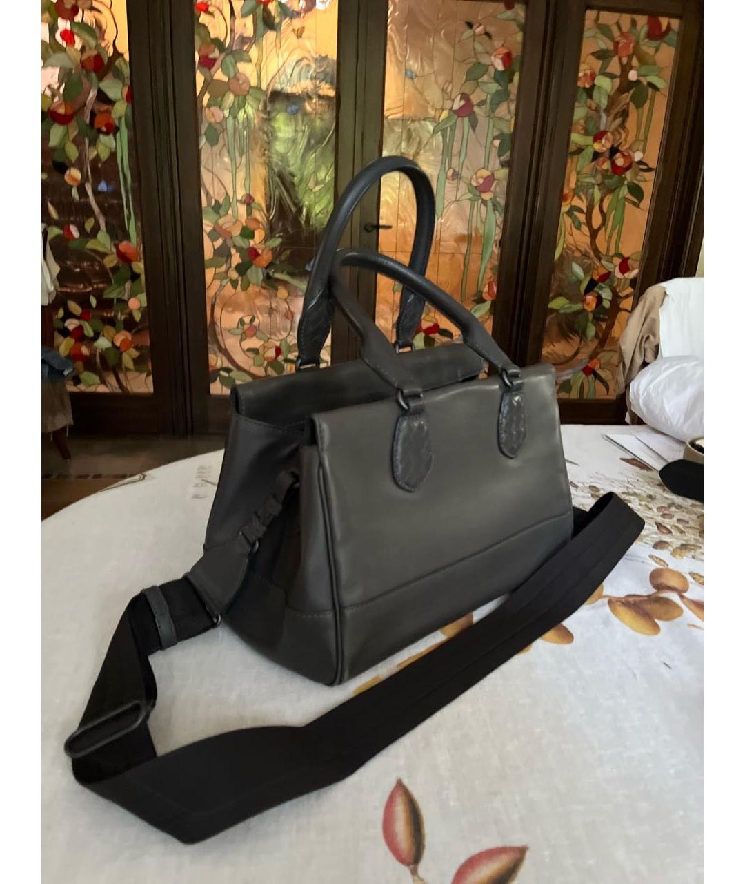 BOTTEGA VENETA Серая кожаная сумка тоут, фото 2