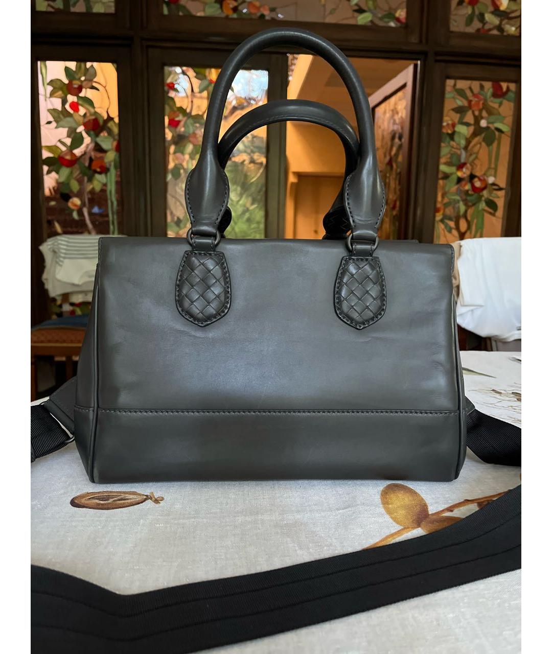 BOTTEGA VENETA Серая кожаная сумка тоут, фото 9